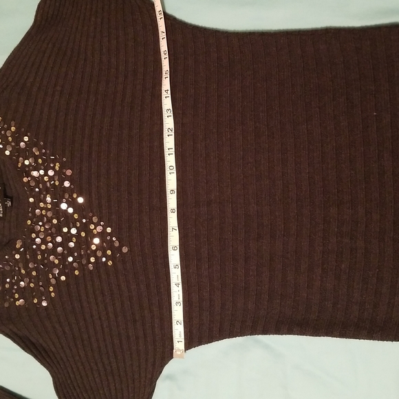 Elegant BLACK RIVET Knitted Dark Grey Dress Long Sleeves w Sequins Women Size S - Picture 15 of 16